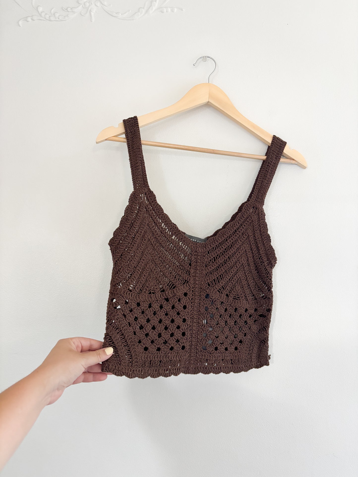 NWT Brown Crochet Tank Top (M)
