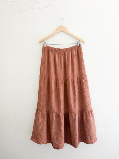 Cotton Gauze Tiered Skirt (L)