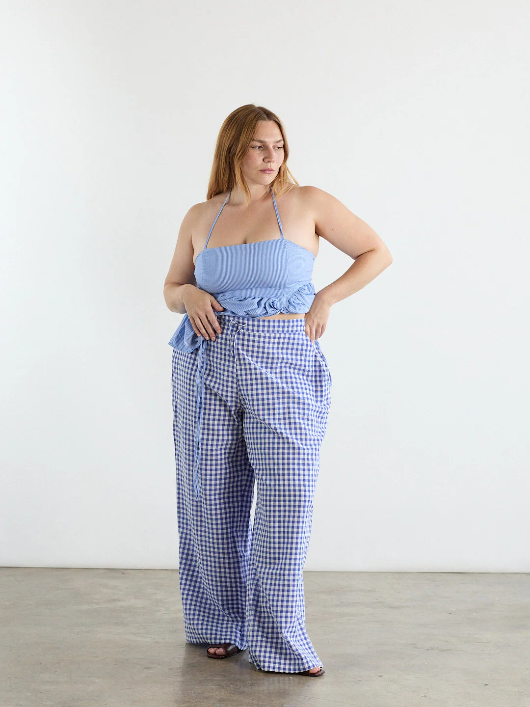 Sanderhaus Blue Gingham Pants (XL)