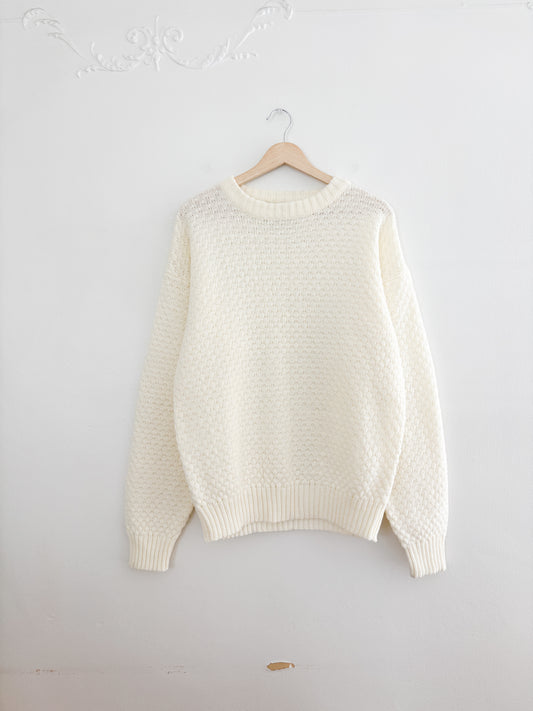 Vintage Cream Patterned Acrylic Knit (L)