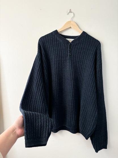 Vintage Bill Blass Navy Henley