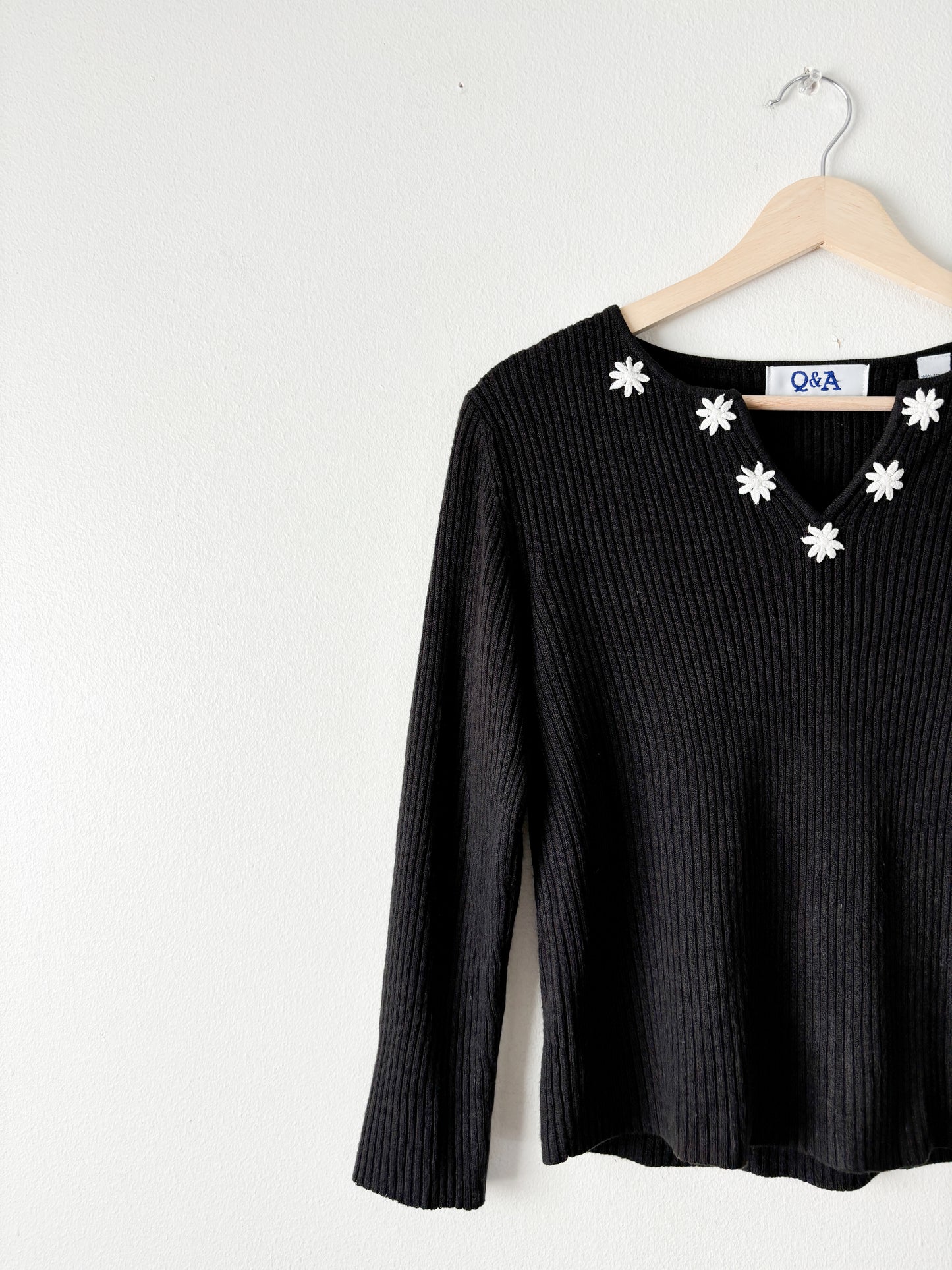 Q&A Ribbed floral long sleeve