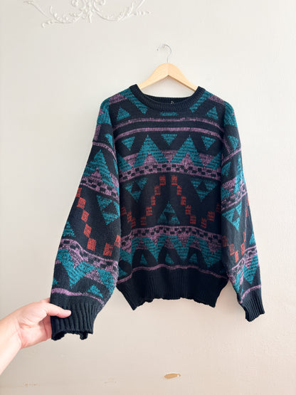 Vintage Patterned Sweater (XL)