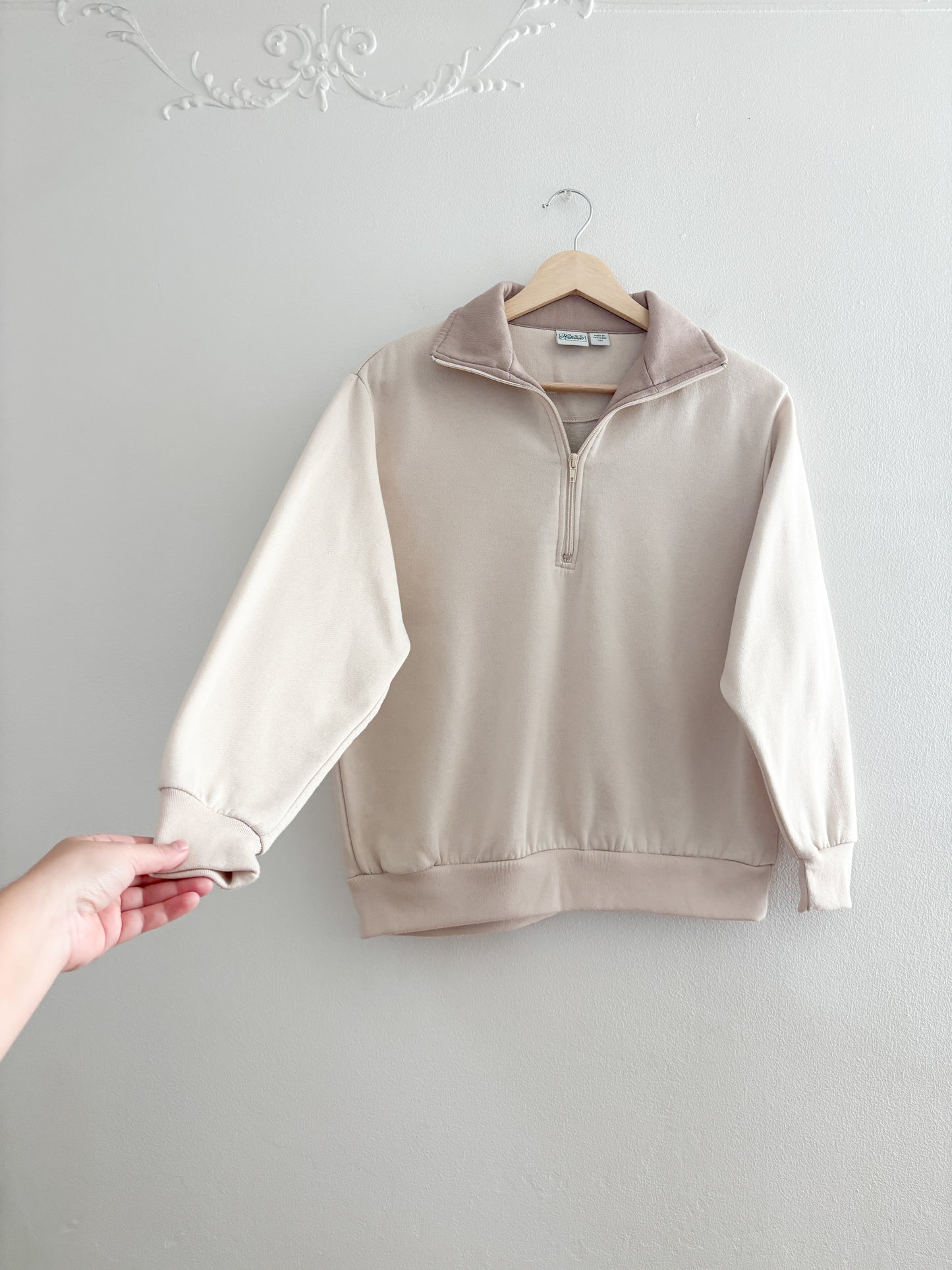 Vintage Neutral Quarter Zip Sweater (S)