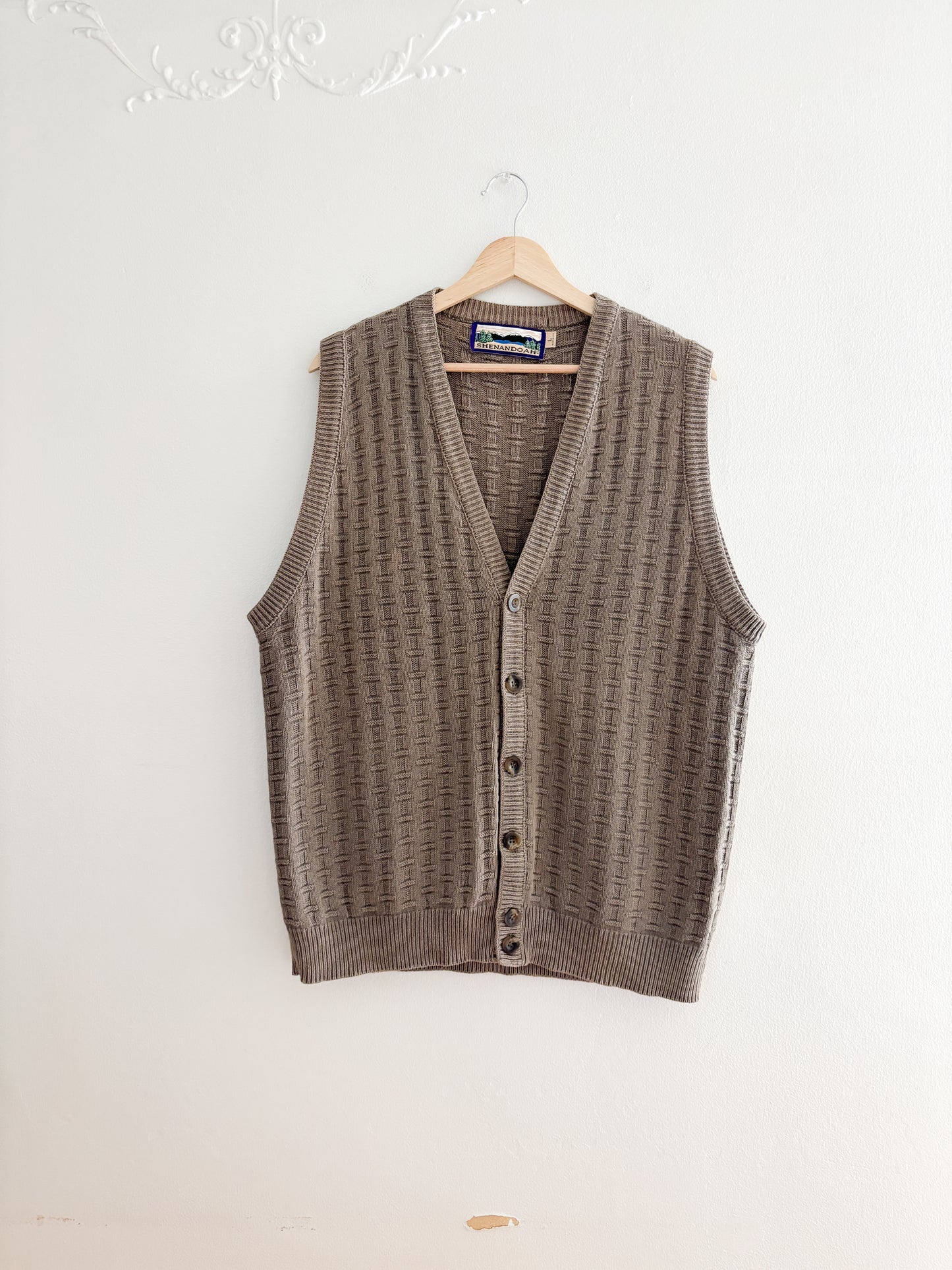 Vintage Woven Patterned Sweater Vest (L)