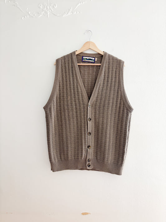 Vintage Woven Patterned Sweater Vest (L)
