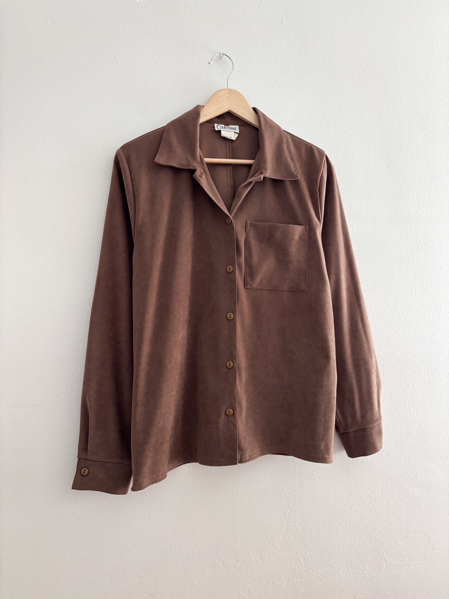 Vintage Faux Suede Button Up (M)
