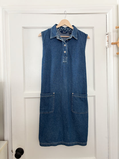 Vintage Collared Denim Dress (L)