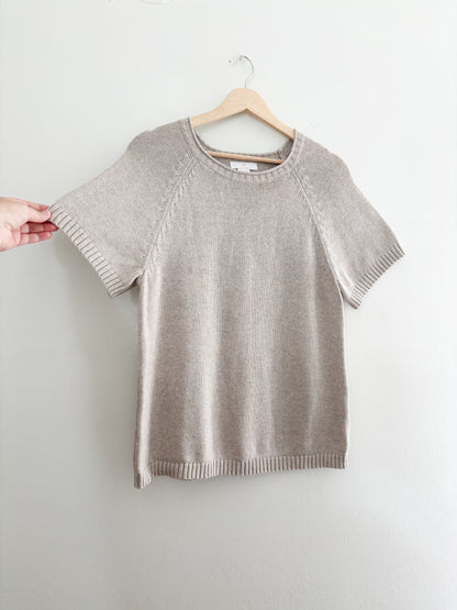 Halston Taupe knit top (L)