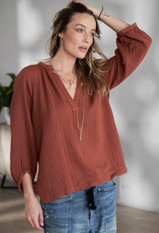 Ocean Main Gauze Blouse (L/XL)