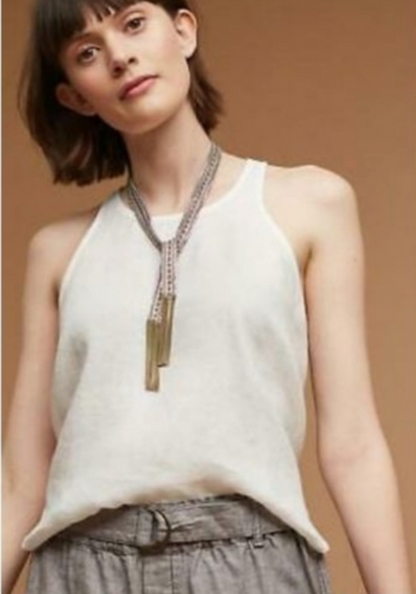 Maeve White Linen Tank Top (S)