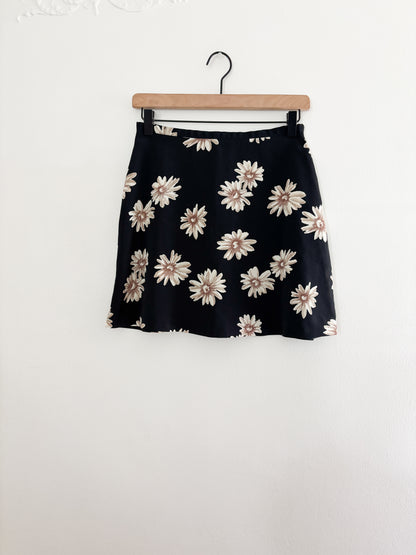 Vintage black floral mini skirt (26”)