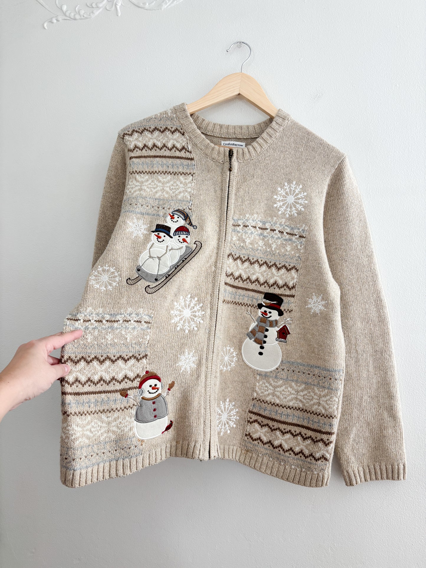 Vintage Croft & Barrow Snowman Cardigan (XL)