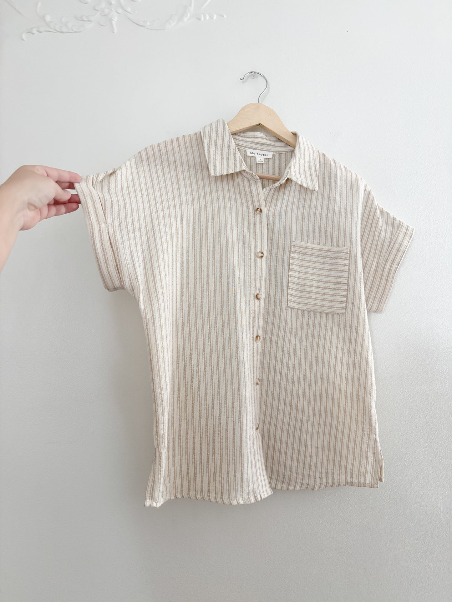 Blu Pepper Striped Button Up (S)