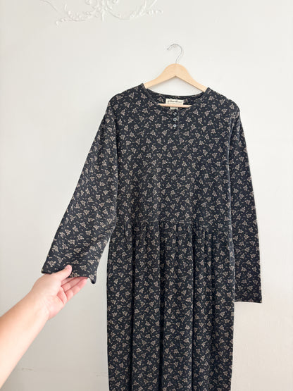 Vintage Eddie Bauer Black Floral Dress (L)