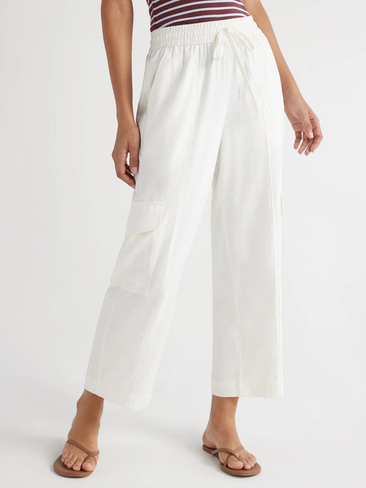 White Linen Blend Easy Pants (L)