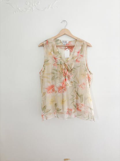 Vintage Silk Floral Blouse (M/L)