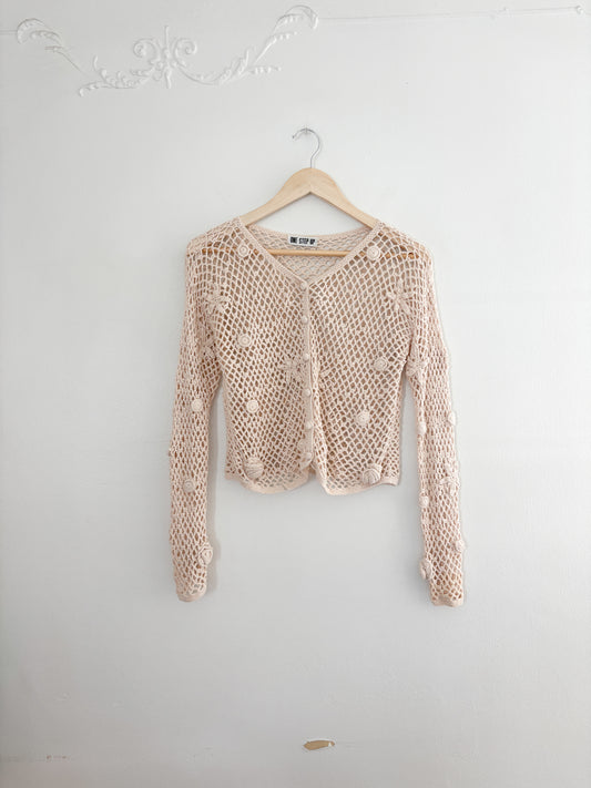 Vintage Floral Crochet Top (S/M)