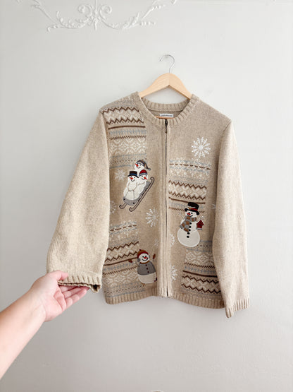 Vintage Croft & Barrow Snowman Cardigan (XL)