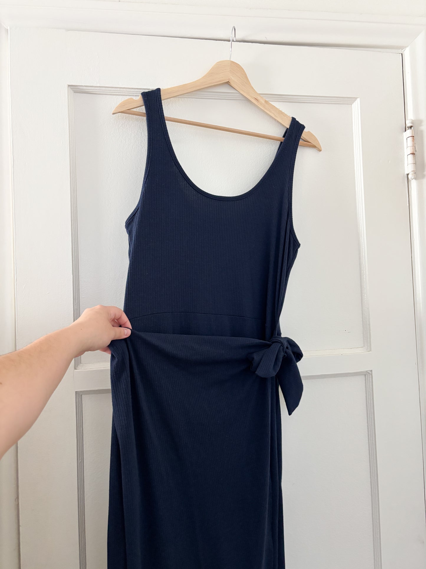 Socialite Ribbed Navy Wrap Dress