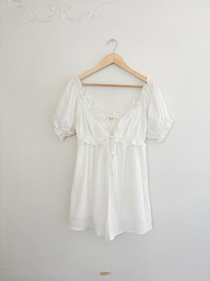 White Puff Sleeve Romper (S)