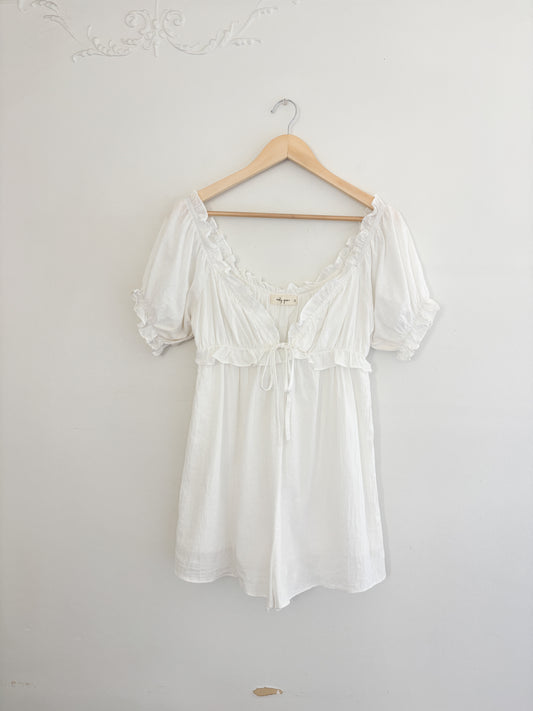 White Puff Sleeve Romper (S)