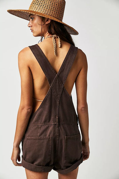 Free People Brown Ziggy Overalls
