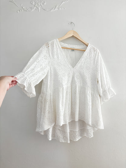 Sundance Eyelet Puff Sleeve Blouse (M)
