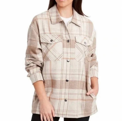 Neutral plaid shacket