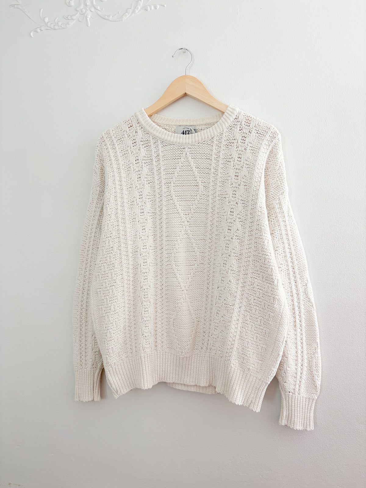 Vintage Cotton Cable Knit Sweater (L)