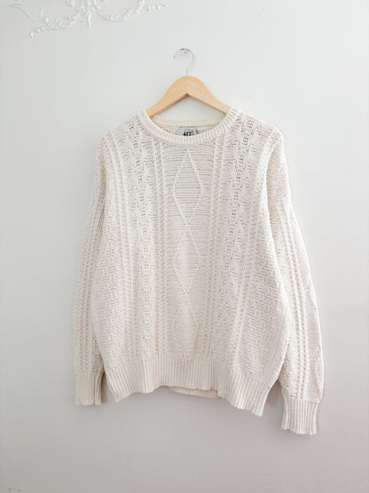 Vintage Cotton Cable Knit Sweater (L)