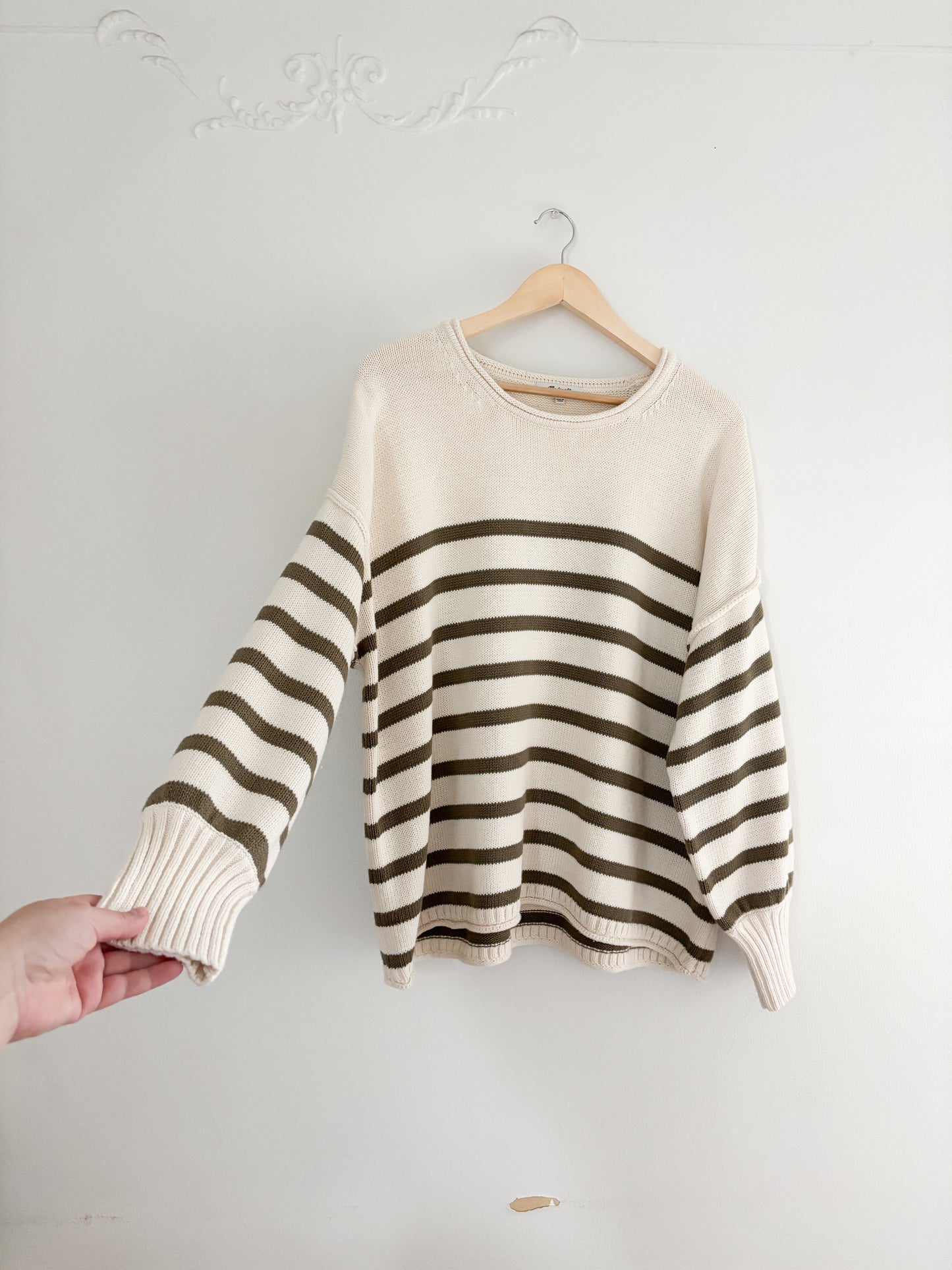 NWT Madewell Conway Green Striped Sweater (L)