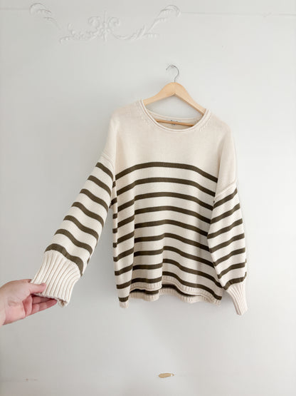 NWT Madewell Conway Green Striped Sweater (L)