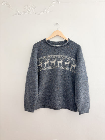 Vintage Reindeer Wool Sweater