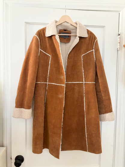 Vintage Leather Sherpa Lined Coat (M)