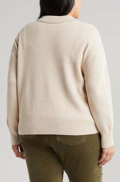 Caslon Ribbed Collared Sweater (1x)