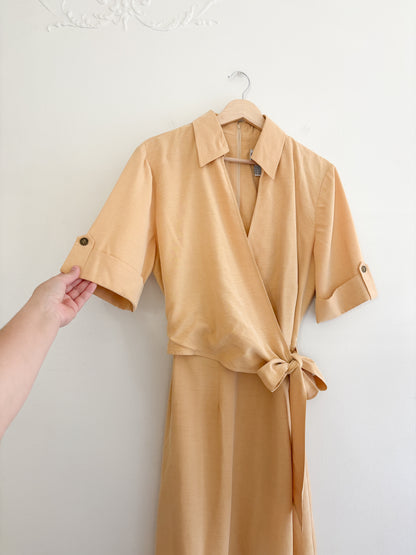 Vintage Yellow Wrap Dress (M/L)