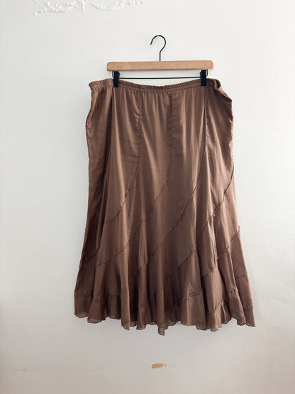 Vintage Brown Flowy Skirt