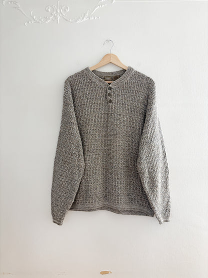 Vintage Heathered Henley Sweater (XL)