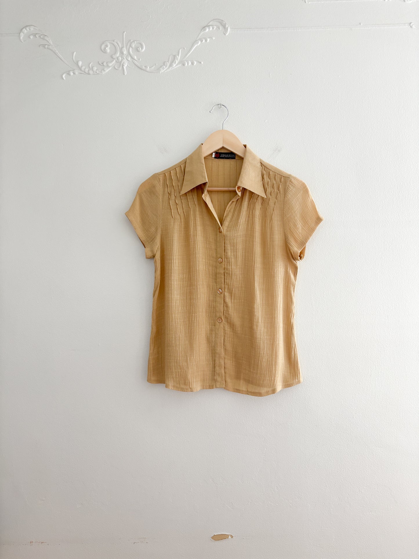 Vintage Yellow Button Up Top (S)