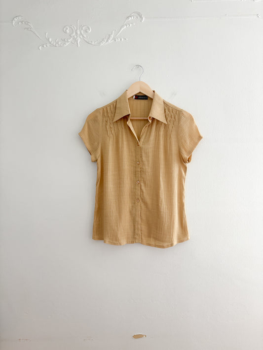 Vintage Yellow Button Up Top (S)