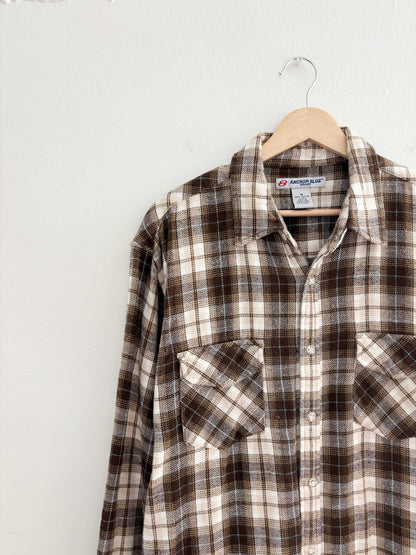Vintage Anchor Blue Brown Flannel (M)