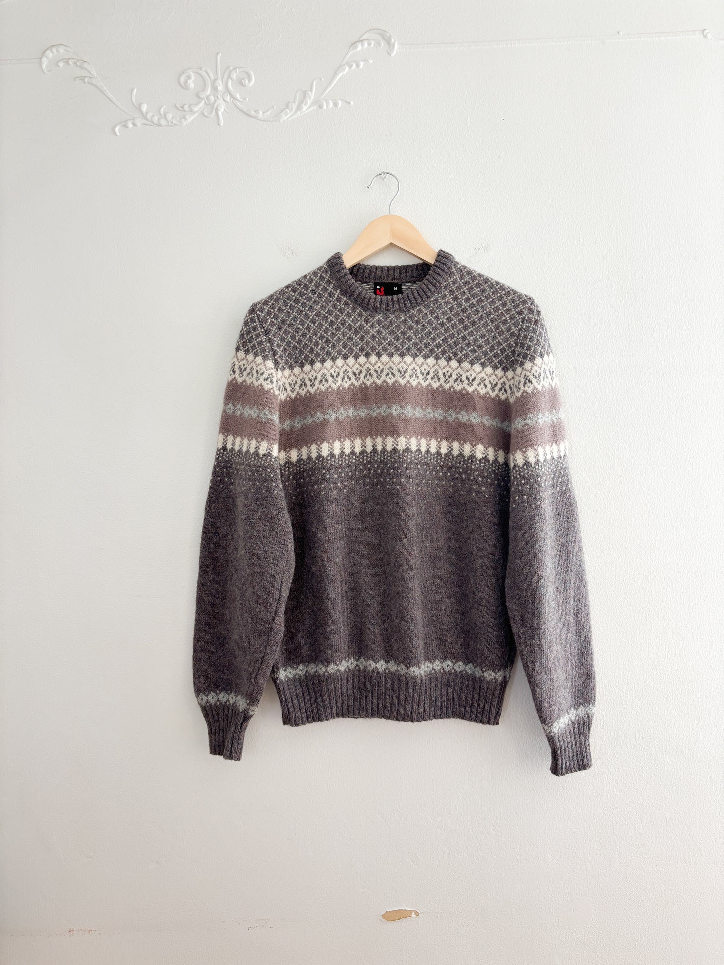 Vintage Patterned Wool Sweater (M)
