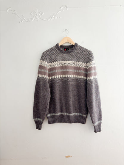 Vintage Patterned Wool Sweater (M)