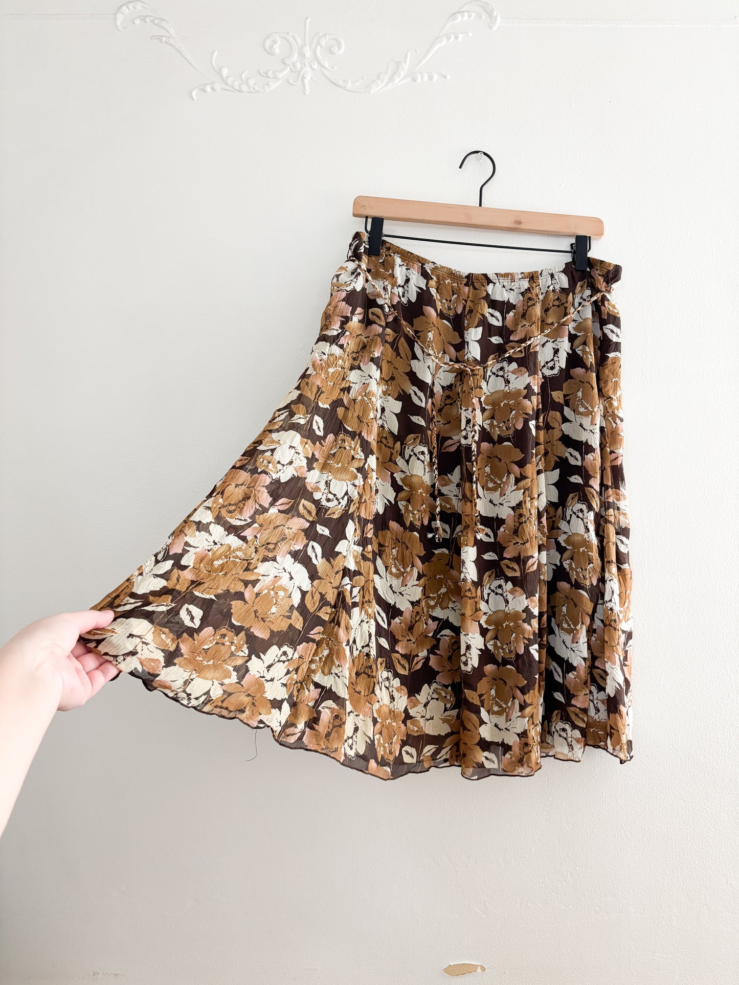 Brown Floral Skirt