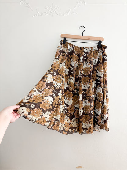 Brown Floral Skirt
