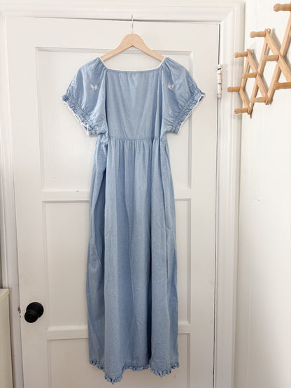 Vintage Floral Puff Sleeve Dress (M)