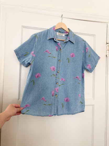 Vintage Denim Floral Button Up (M)