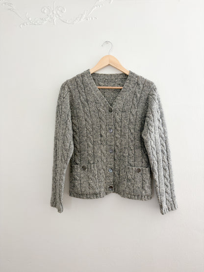 Vintage Grey Cable Knit Cardigan (S/M)