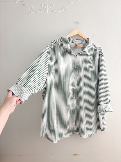 Green Striped Button Up